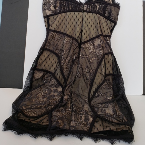 Bebe Black Lace Dress Sexy BodyCon Fringe SEXY - Picture 8 of 8